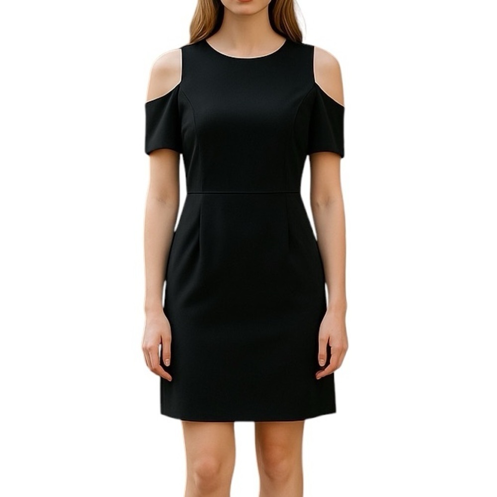 Charles Henry Black Cold-Shoulder Sheath Dress